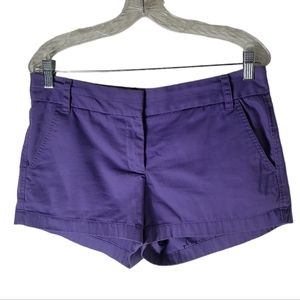 J. Crew chino broken in mid rise purple shorts size 8
